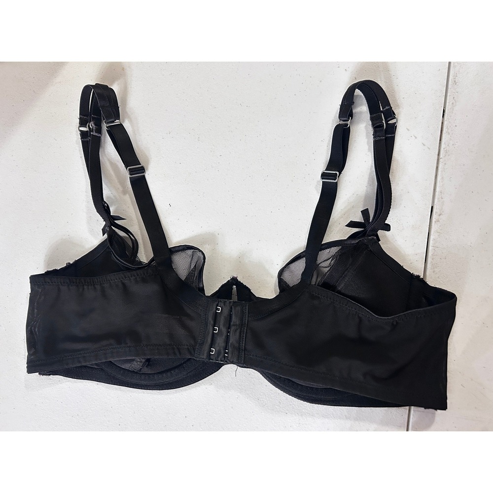 Black Strappy Mesh Underwire Bra Satin Multi Strap Edgy Lingerie 40D - Picture 3 of 5